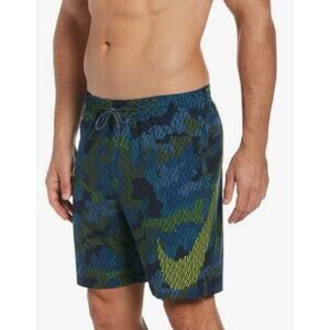Nike Swim Men's Mantra Camo 7" Volley Trunks Midnight Navy Medium Sz L